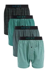 Next Loose-Fit Boxershorts aus Baumwolle (4-St) Türkis/Grün/Dunkelgrün