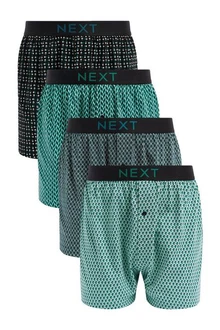 Next Loose-Fit Boxershorts aus Baumwolle (4-St) Türkis/Grün/Dunkelgrün