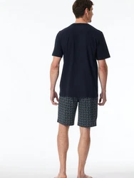 Schiesser Pyjama Rundhals Casual Essentials Dunkelblau