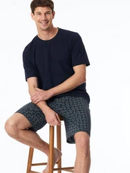 Schiesser Pyjama Rundhals Casual Essentials Dunkelblau