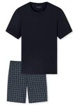 Schiesser Pyjama Rundhals Casual Essentials Dunkelblau
