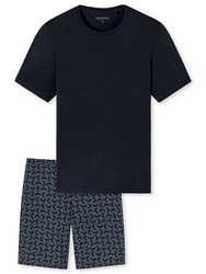 Schiesser Pyjama Rundhals Casual Essentials Dunkelblau
