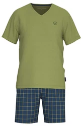 TOM TAILOR Shorty Herren Pyjama Dunkelgrün/Grün/Türkis