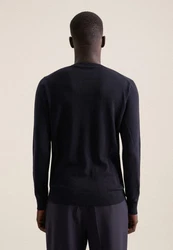 seidensticker Strickpullover V-Neck Dunkelblau/Blau