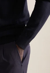 seidensticker Strickpullover V-Neck Dunkelblau/Blau