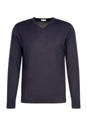 seidensticker Strickpullover V-Neck Dunkelblau/Blau