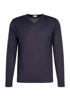 seidensticker Strickpullover V-Neck Dunkelblau/Blau