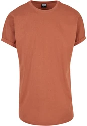 Urban Classics Herren Long Shaped Turnup Tee T Shirt Orange/Braun/Rot