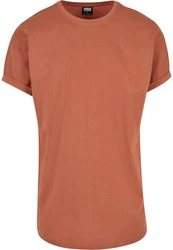 Urban Classics Herren Long Shaped Turnup Tee T Shirt Orange/Braun/Rot
