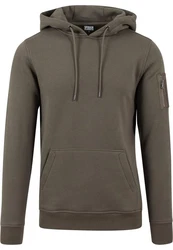 URBAN CLASSICS Sweatshirt Bomber Hoody Dunkelgrün/Khaki