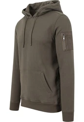 URBAN CLASSICS Sweatshirt Bomber Hoody Dunkelgrün/Khaki