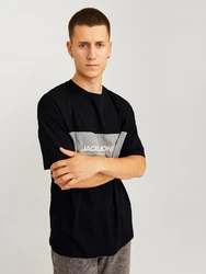 JACK & JONES T-Shirt 'JJELegacy' BLOCKING TEE SS O-NECK Dunkelblau/Dunkelgrau/Schwarz