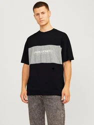 JACK & JONES T-Shirt 'JJELegacy' BLOCKING TEE SS O-NECK Dunkelblau/Dunkelgrau/Schwarz
