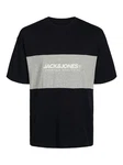 JACK & JONES T-Shirt 'JJELegacy' BLOCKING TEE SS O-NECK Dunkelblau/Dunkelgrau/Schwarz