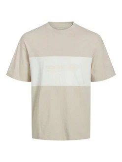 JACK & JONES T-Shirt 'JJELegacy' BLOCKING TEE SS O-NECK kitt/naturweiß JACK & JONES T-Shirt 'JJELegacy' BLOCKING TEE SS O-NECK kitt/naturweiß