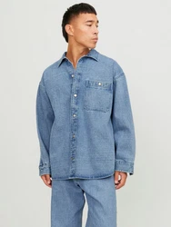 Jack & Jones Langarmhemd JORSANTORINI DENIM OVERSHIRT LS SN Dunkelblau/Hellblau/Blau