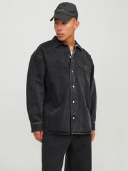 Jack & Jones Langarmhemd JORSANTORINI DENIM OVERSHIRT LS SN Dunkelgrau/Schwarz/Grau