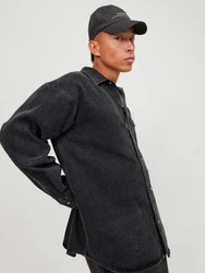 Jack & Jones Langarmhemd JORSANTORINI DENIM OVERSHIRT LS SN Dunkelgrau/Schwarz/Grau