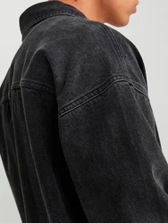 Jack & Jones Langarmhemd JORSANTORINI DENIM OVERSHIRT LS SN Dunkelgrau/Schwarz/Grau