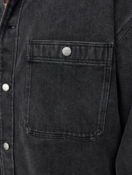 Jack & Jones Langarmhemd JORSANTORINI DENIM OVERSHIRT LS SN Dunkelgrau/Schwarz/Grau