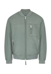 Lederjacke CLASSIC BOMBER Reiverschlusstaschen, superweiches Leder, gerippter Kragen