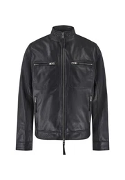Lederjacke HIGH NECK WORKER Zwei-Wege-Reiverschluss, superweiches Leder, Brusttaschen