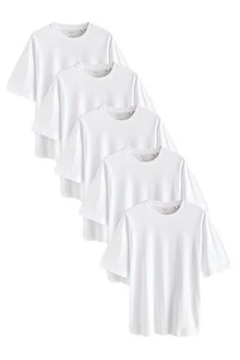Next T-Shirt Relaxed Fit (5-tlg) Weiß