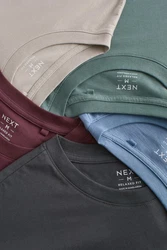 Next T-Shirt Relaxed Fit (5-tlg) Bordeaux/Lila/Mischfarben