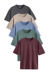 Next T-Shirt Relaxed Fit (5-tlg) Bordeaux/Lila/Mischfarben