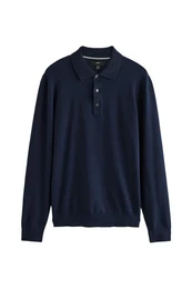 Polokragenpullover Langrmeliges Slim Fit Poloshirt aus Strick (1-tlg)