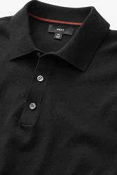 Next Langarm-Poloshirt Slim Fit Schwarz