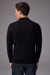 Next Langarm-Poloshirt Slim Fit Schwarz