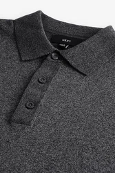 Next Langarm-Poloshirt Slim Fit Dunkelgrau/Grau/Hellgrau