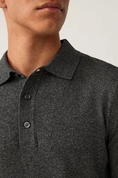 Next Langarm-Poloshirt Slim Fit Dunkelgrau/Grau/Hellgrau