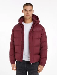 Tommy Hilfiger Jacke MIX DOWN HOODED PUFFER JACKET mit abnehmbarer Kapuze dunkelrot