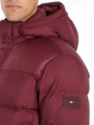 Tommy Hilfiger Jacke MIX DOWN HOODED PUFFER JACKET mit abnehmbarer Kapuze dunkelrot