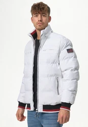 Indicode Herren Marlon Steppjacke in Daunenjacken-Optik Winterjacke Übergangsjacke Weiß/Creme/Schwarz/Silber