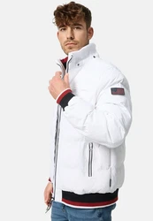Indicode Herren Marlon Steppjacke in Daunenjacken-Optik Winterjacke Übergangsjacke Weiß/Creme/Schwarz/Silber