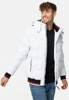 Indicode Herren Marlon Steppjacke in Daunenjacken-Optik Winterjacke Übergangsjacke Weiß/Creme/Schwarz/Silber