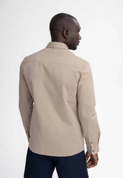 MELA Langarmhemd Herren Twill Hemd ASHUTOSH Beige/Khaki