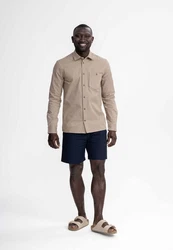 MELA Langarmhemd Herren Twill Hemd ASHUTOSH Beige/Khaki