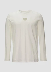s.Oliver Langarmshirt Logo-Shirt Weiß/Khaki/Beige/Creme