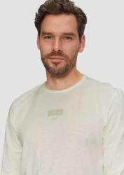 s.Oliver Langarmshirt Logo-Shirt Weiß/Khaki/Beige/Creme