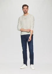 s.Oliver Langarmshirt Logo-Shirt Weiß/Khaki/Beige/Creme