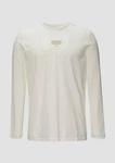 s.Oliver Langarmshirt Logo-Shirt Weiß/Khaki/Beige/Creme
