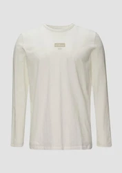 s.Oliver Langarmshirt Logo-Shirt Weiß/Khaki/Beige/Creme