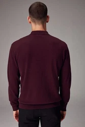 Next Polokragenpullover Langarm-Poloshirt Regular Fit Dunkelrot/Bordeaux/Dunkelblau/Lila