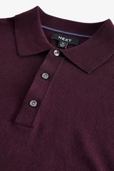 Next Polokragenpullover Langarm-Poloshirt Regular Fit Dunkelrot/Bordeaux/Dunkelblau/Lila