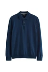 Next Polokragenpullover Regular Fit Poloshirt aus Strick Dunkelblau/Blau