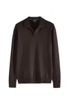 Next Polokragenpullover Regular Fit Langarm-Strickpulli Dunkelbraun/Braun/Grau